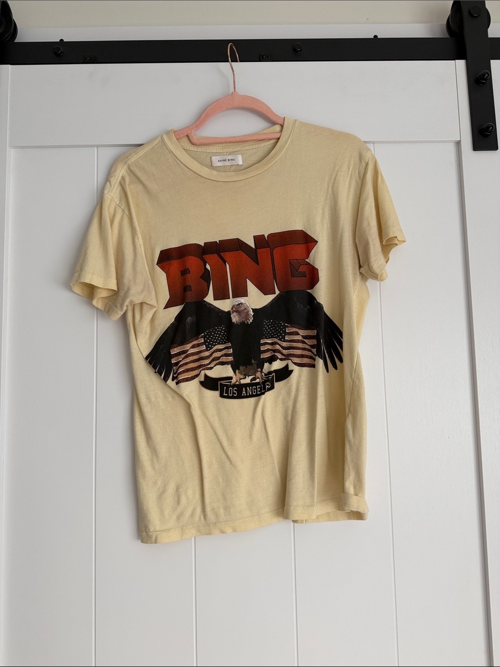 ANINE BING Los Angeles Eagle Graphic Pet Bird Tee - butter yellow